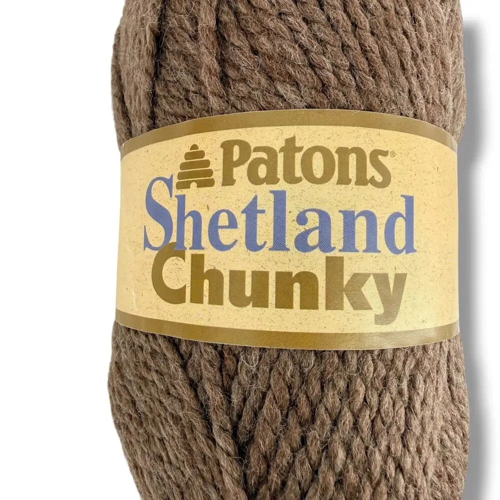 Patons Shetland Chunky Yarn 6 Skeins Deep Taupe Brown 03020 Wool Acrylic 100g